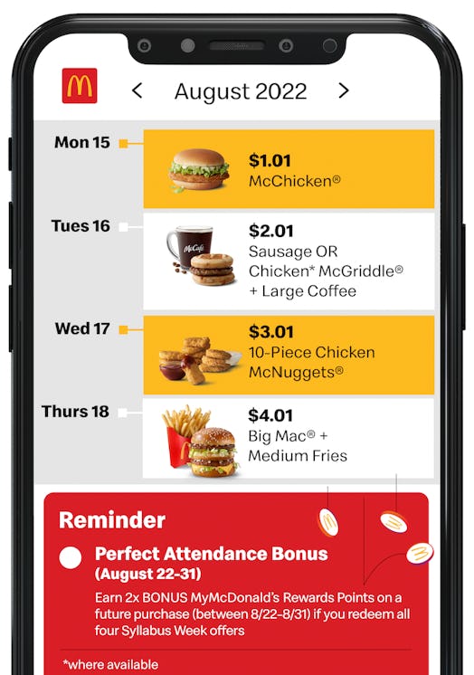 McDonald's Syllabus Week deals include $1 McChicken and more.