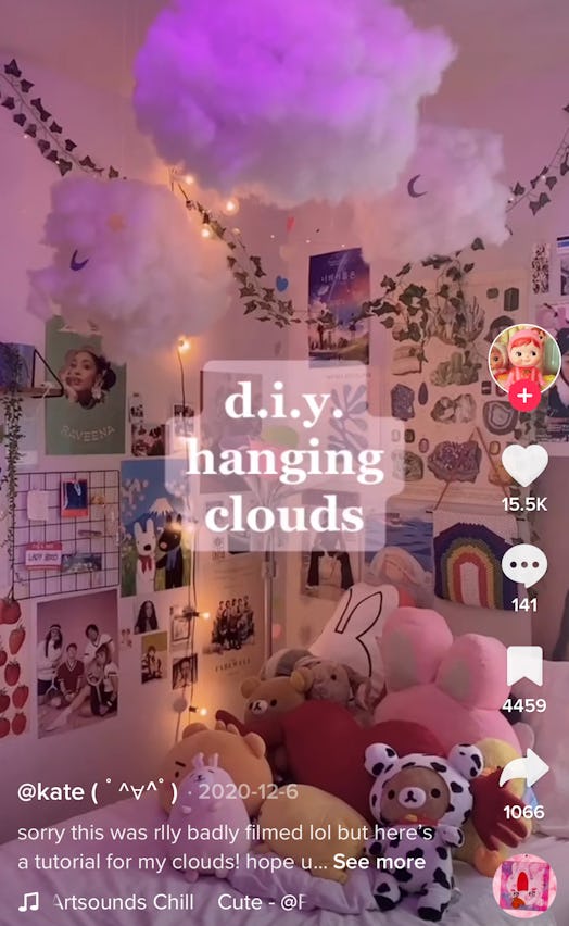 Hanging clouds are a trendy, cheap, and easy DIY dorm decor idea from TikTok.