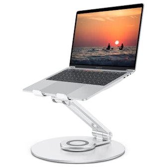 Adjustable Laptop Stand with 360 Rotating Base, OMOTON Ergonomic Laptop Riser for Collaborative Work...
