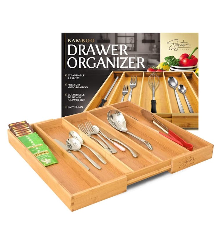 Signature Living Expandable Bamboo Drawer Organizer