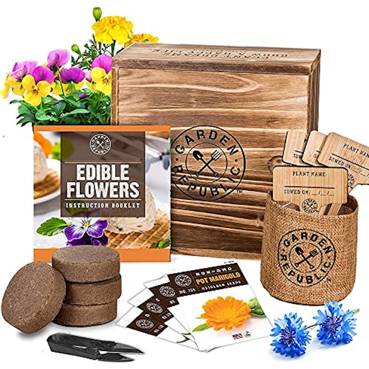 GARDEN REPUBLIC Edible Flowers Indoor Garden Seed Starter Kit