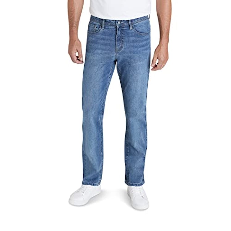 IZOD Denim Jeans for Men – Comfort Stretch, Relaxed Fit, 5 Pocket, Zipper Fly, Arctic, 30XO30