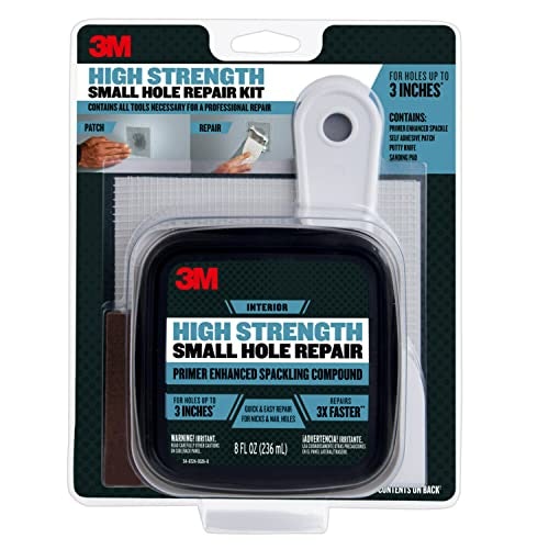 3M SHR High Strength Small Hole Repair Kit with 8 fl. oz Plus Primer, Self-Adhesive Patch, Putty Kni...