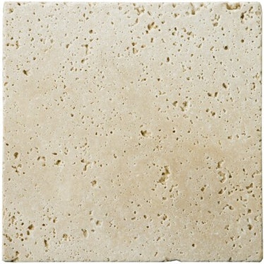 Travertine 4" x 4" Unfilled and Tumbled Tile in Classic Ivory