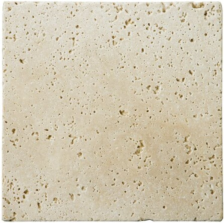 Travertine 4" x 4" Unfilled and Tumbled Tile in Classic Ivory