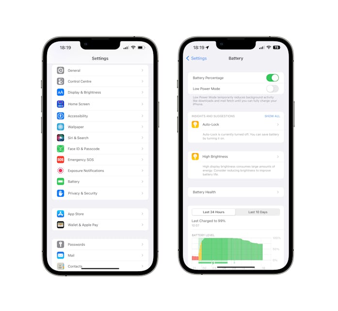 Enable your iPhone’s battery percentage indicator to get a better feel for how much juice is left.