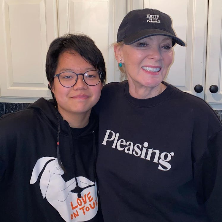 Jean Smart wearing Harry Styles merch next to her son Forrest