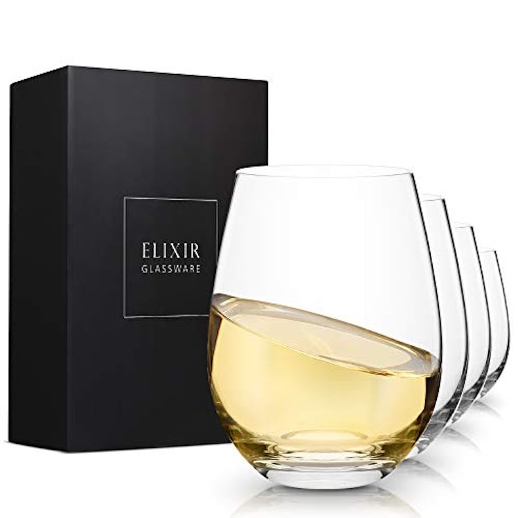 Elixir Glassware Stemless Wine Glasses (Set of 4)