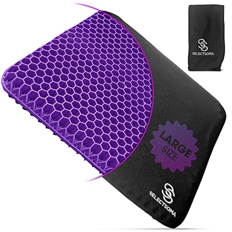 Large Dark Purple Gel Seat Cushion for Long Sitting – Back, Sciatica, Hip, Tailbone Pain Relief Cush...