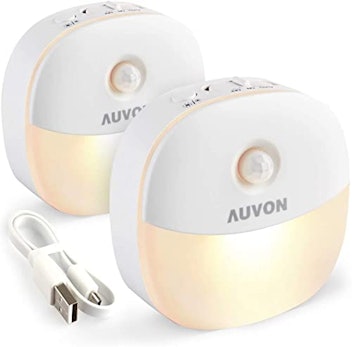 AUVON Rechargeable Mini Motion Sensor Night Light (2-Pack)
