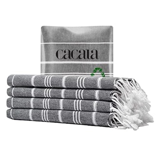 Cacala Turkish Hand Towels with Hanging Loop (4-Pack)
