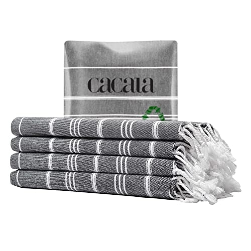 Cacala Turkish Hand Towels with Hanging Loop (Set of 4) 