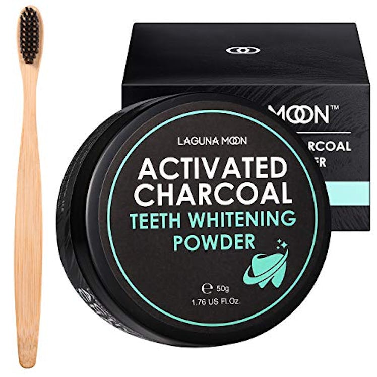 Laguna Moon Activated Charcoal Teeth Whitening Powder with Bamboo Toothbrush 