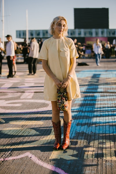 Emma Chamberlain at Ganni during Copenhagen Fashion Week Spring 2023.