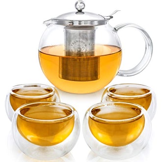 Teabloom Stovetop Safe Glass Teapot with Removable Infuser