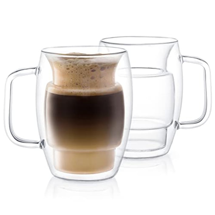 JoyJolt Cadus Glass Coffee Cups (Set of 2) 