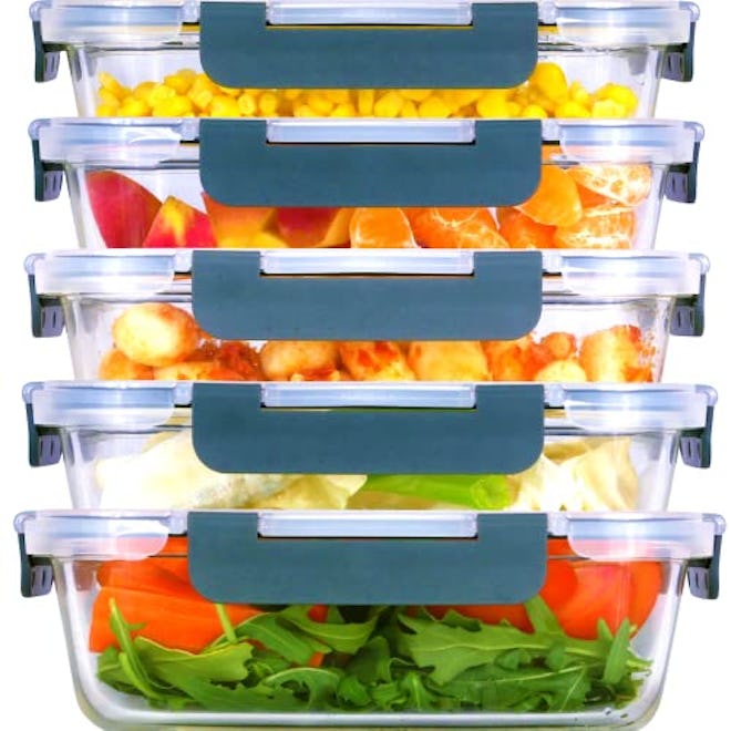 Brieftons Glass Meal Prep Containers (5-Pack)