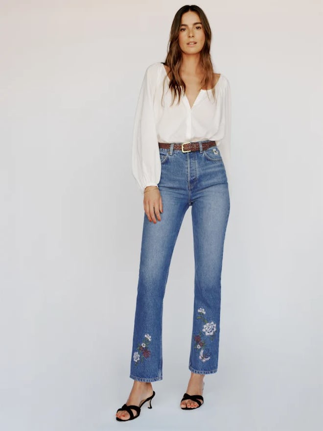 Reformation embroidered jeans