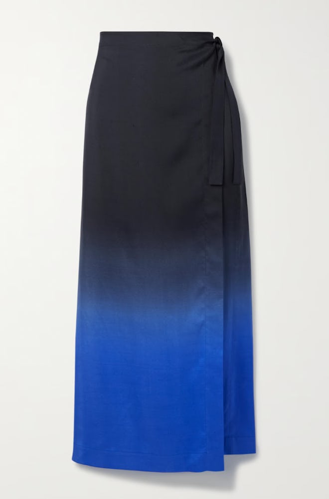The Row Kawa Asymmetric Dégradé Silk Wrap Skirt
