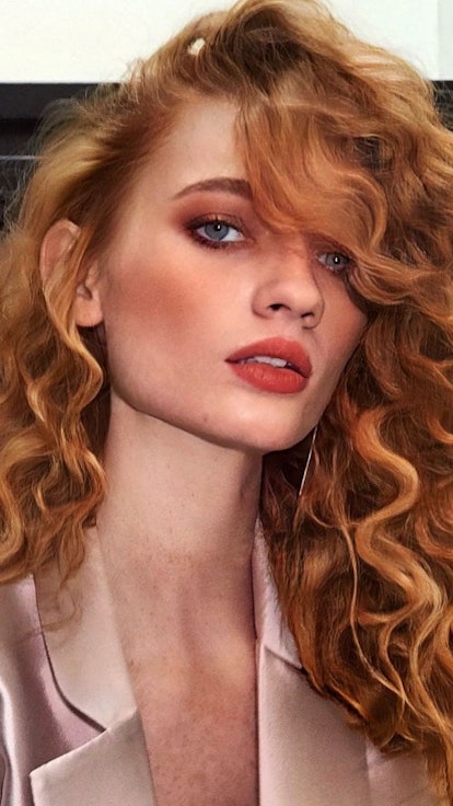 redhead with red eyeshadow