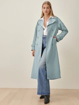Reformation light blue trench coat
