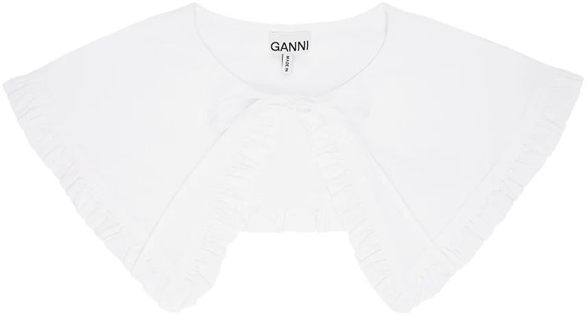 Ganni White Cotton Poplin Collar