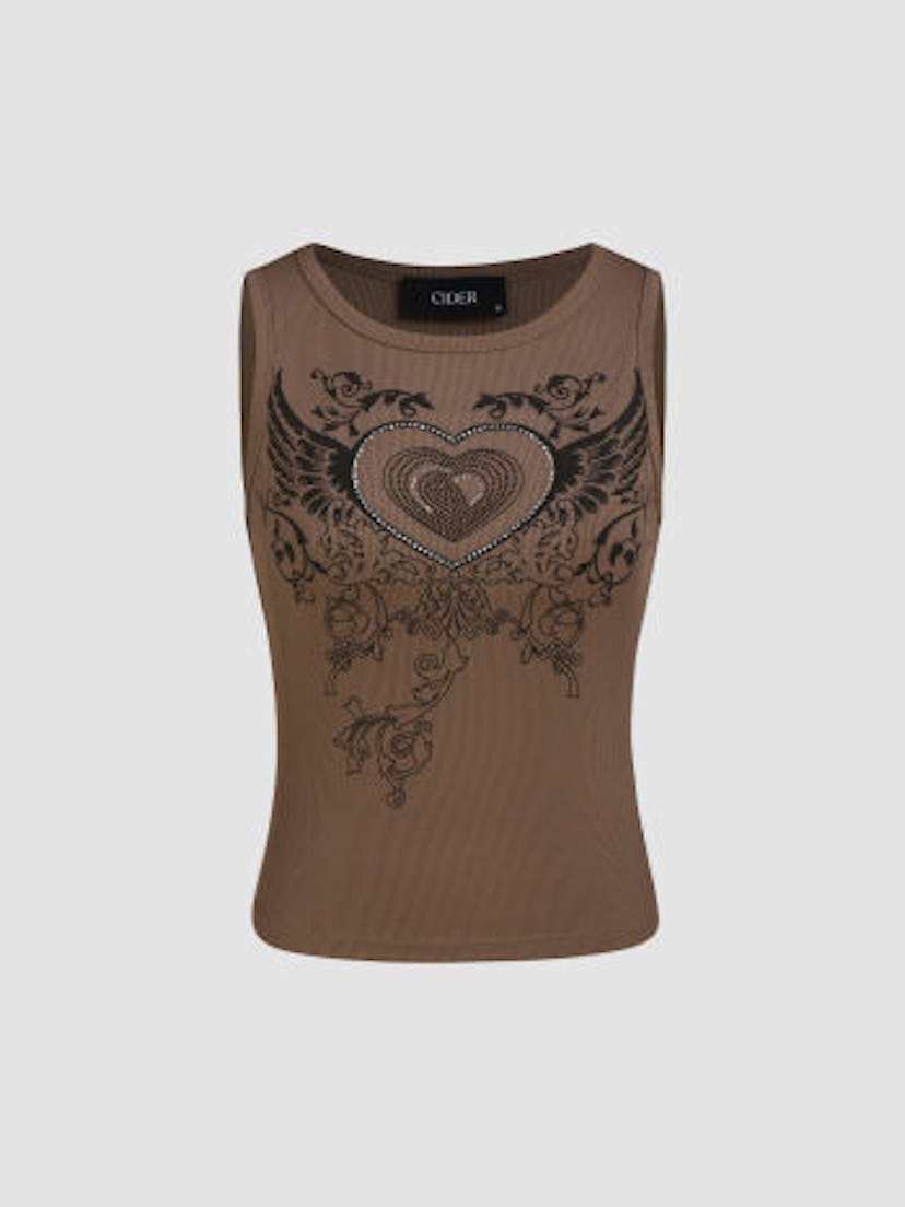 Rib Knit Heart Tank Top