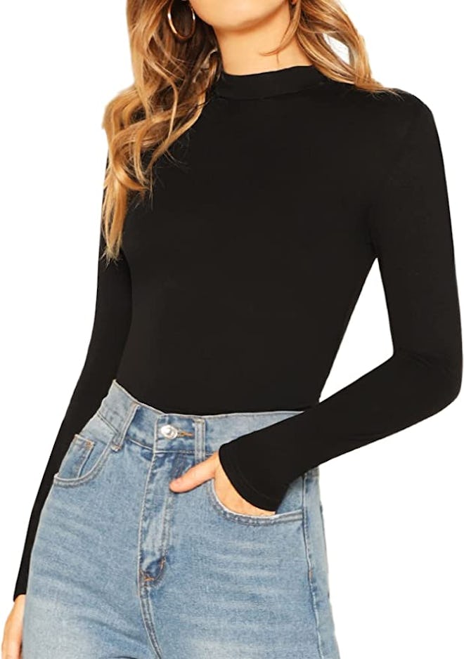 Verdusa Mock Neck Slim Fitted Top