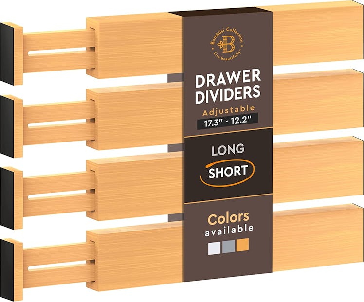 Bambüsi Adjustable Bamboo Drawer Dividers (4-Pack)