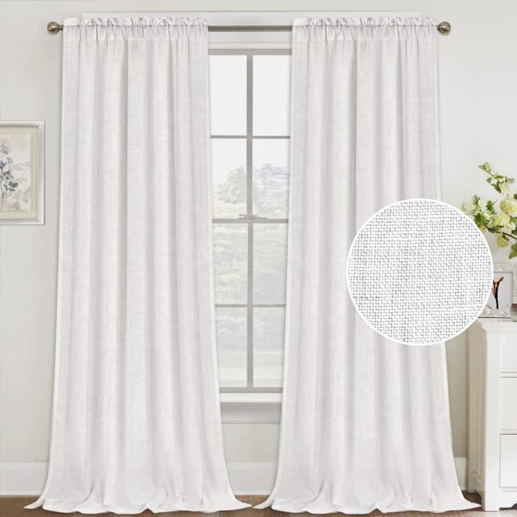 FantasDecor Natural Linen Curtains 
