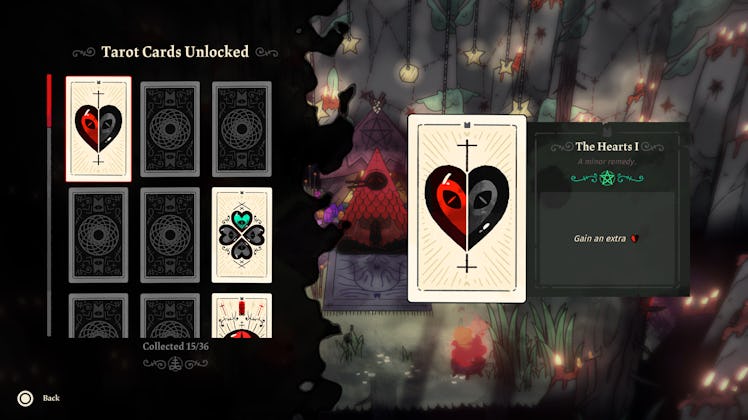 The Hearts I card in Cult of the Lamb book