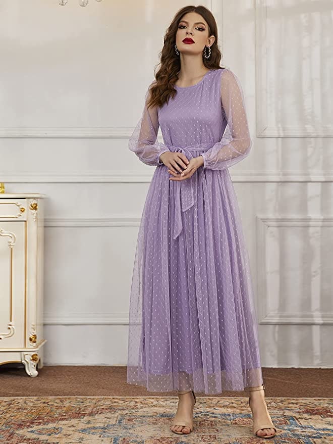 MakeMeChic Mesh A Line Maxi Dress