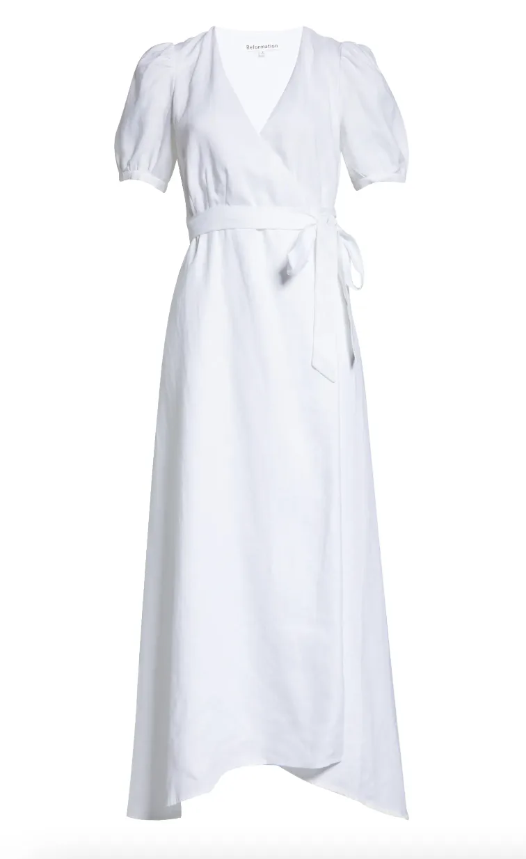 Angelina Jolie's White Wrap Dress Can Be Worn From Summer Into Fall