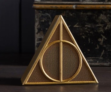 The Deathly Hallows Speaker is a magical dorm decor piece from Pottery Barn Teen's Harry Potter home...