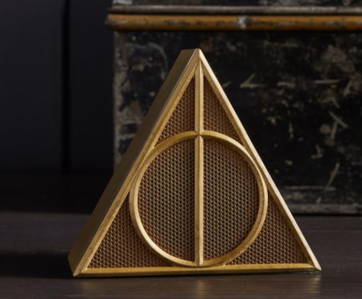 The Deathly Hallows Speaker is a magical dorm decor piece from Pottery Barn Teen's Harry Potter home...