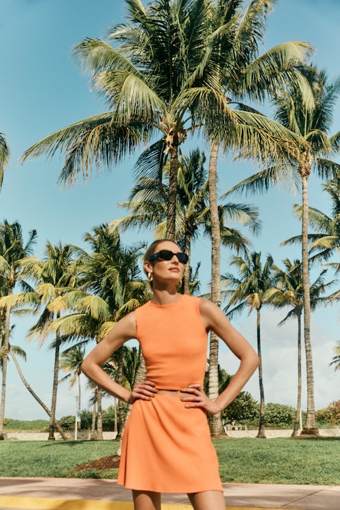 Model poses for Reformation campaign