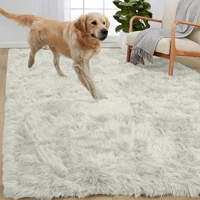 Gorilla Grip Thick Fluffy Faux Fur Washable Rug