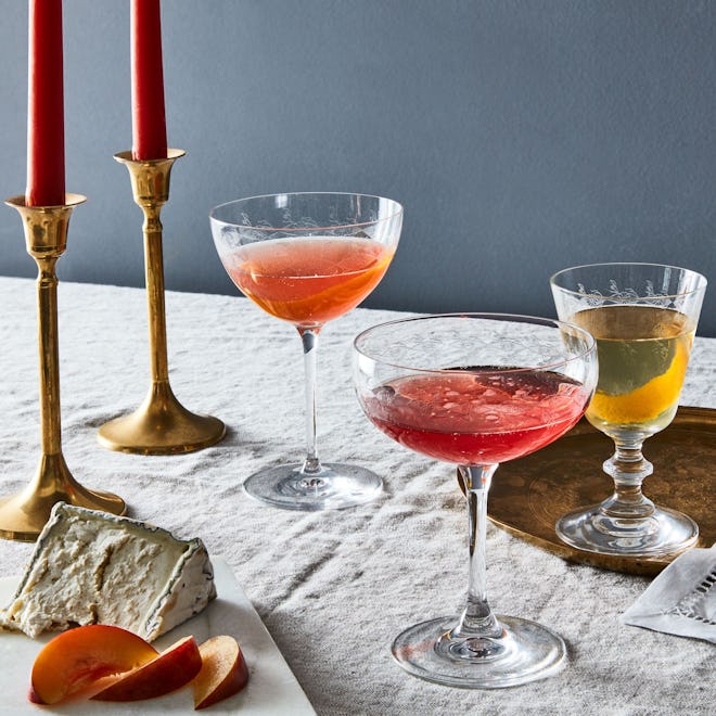 Vintage-Inspired Etched Martini & Cocktail Glasses