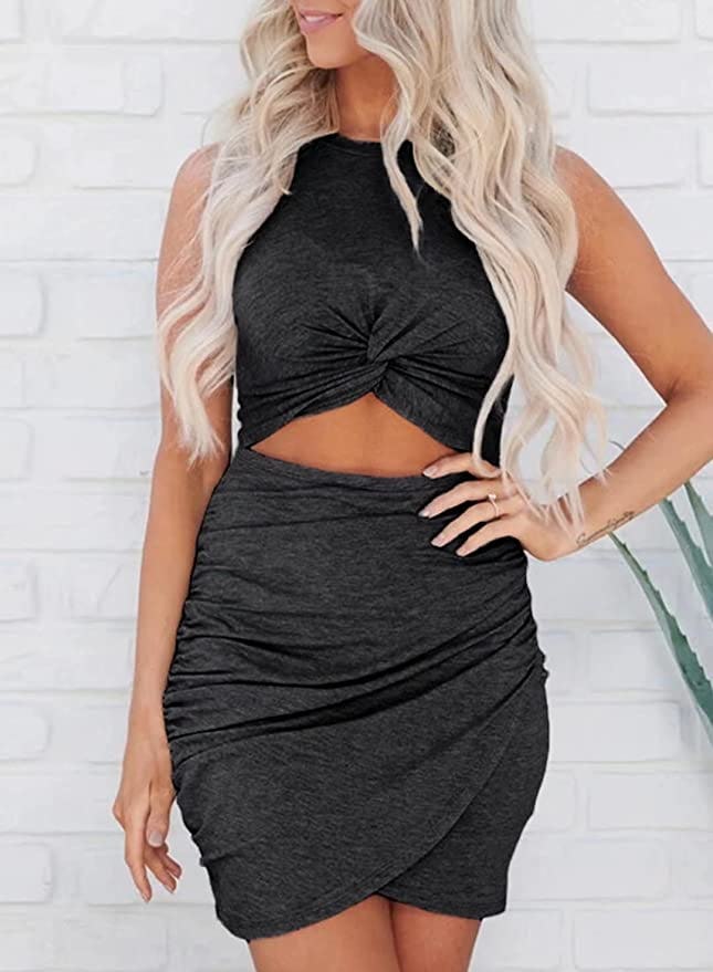 FIYOTE Hallow Out Twist Bodycon Dress