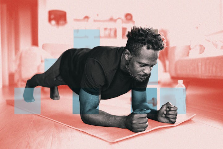 A man doing a plank.