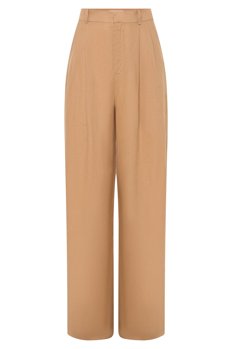 Khaki Rooted Slouched Pant