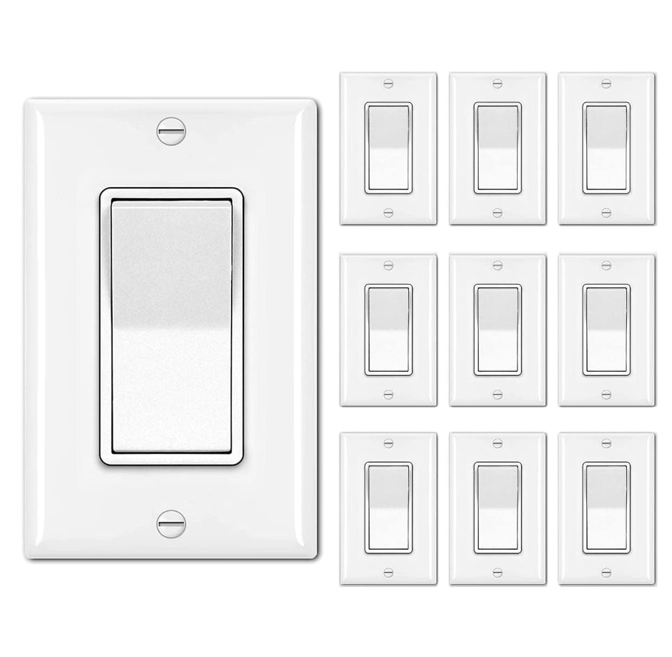 BESTTEN Single Pole Decorator Wall Light Switch (10-Pack)