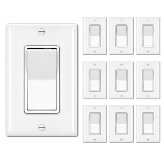 BESTTEN Single Pole Decorator Wall Light Switch (10-Pack)