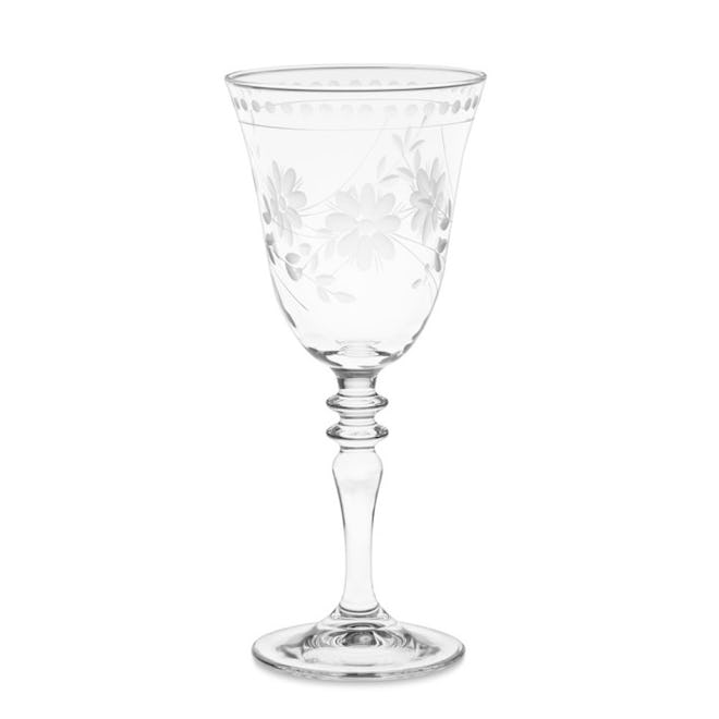 Vintage Etched Wine Glasses, Set of 4