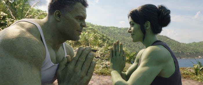 Mark Ruffalo as Smart Hulk / Bruce Banner and Tatiana Maslany as Jennifer "Jen" Walters/She-Hulk in...