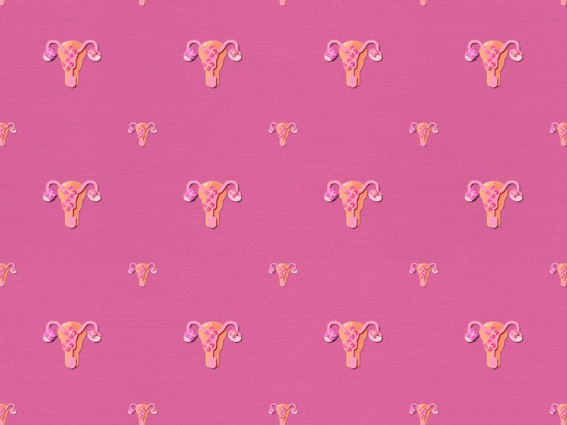A collage of uteri covered in flowers