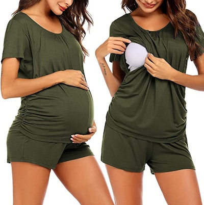 These maternity pajamas with nursing access will keep you cool overnight.