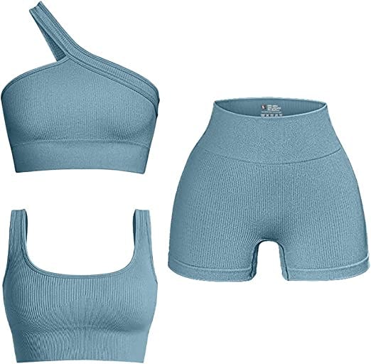 OQQ Women&rsquo;s 3 Piece Ribbed Seamless Exercise Set