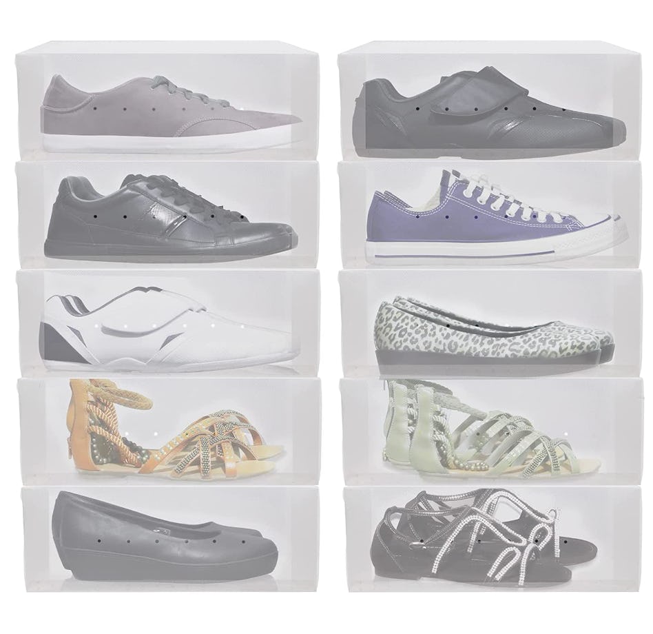 Greenco Clear Foldable Shoe Storage Boxes (10-Pack)