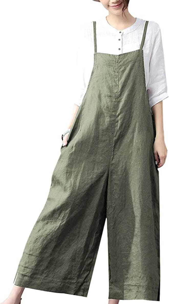 YESNO Wide Leg Overalls With Pockets